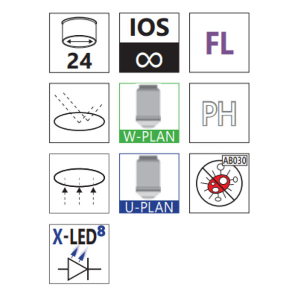 Optika IM-5FLD, FL, trino, inversé, 10x24mm,  AL/DL, LED 5W, 8W sans objectifs