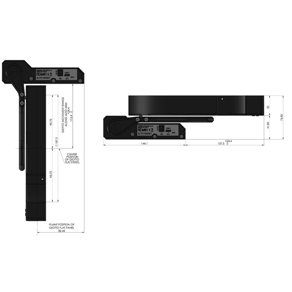 Masque Flatfield PrimaLuceLab GIOTTO 185 avec couvercle télescopique ALTO