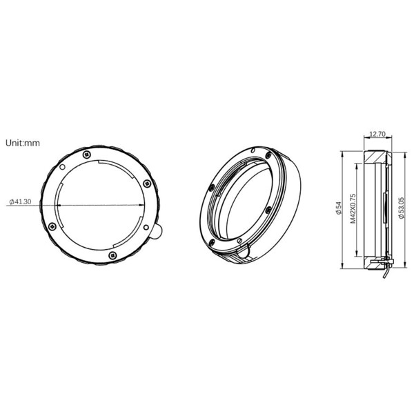 Adaptateurs pour objectifs photographiques ZWO T2 / Micro Four Thirds