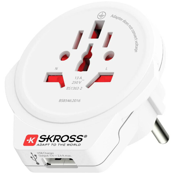 Alimentation électrique Skross Adaptateur de voyage World to Europe USB 1.0