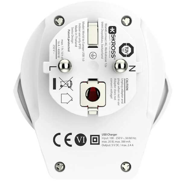 Alimentation électrique Skross Adaptateur de voyage World to Europe USB 1.0
