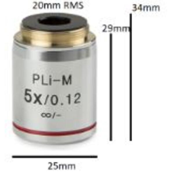 Euromex Objectif IS.8105, plan PL 5x/0,12, w.d. 15,5 mm, infinity, verre de couverture - (bScope)