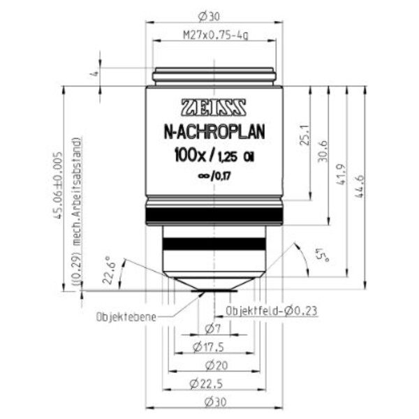 ZEISS Objectifs N-Achroplan 100x/1,25 Oil M27