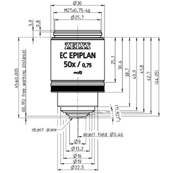 ZEISS Objectif EC Epiplan 50x/0,75 M27