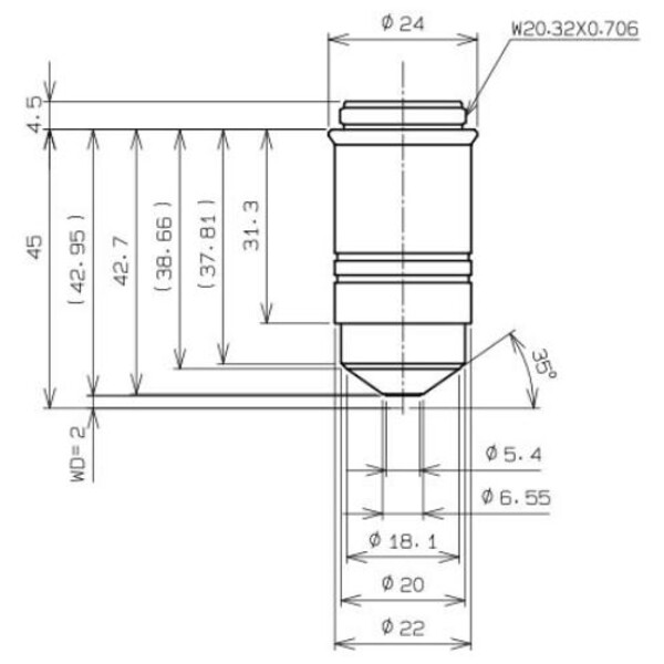 Objectif Evident Olympus Objektiv LUMPLFLN60XW/1.0, w.d.2 mm