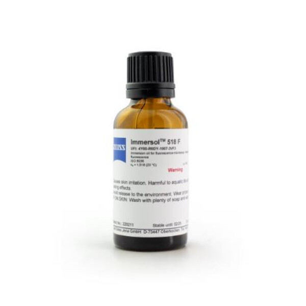 ZEISS Huile d'immersion Immersol 518 F sans fluorescence, burette 20 ml