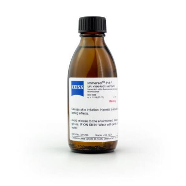 ZEISS Huile d'immersion Immersol 518 F sans fluorescence, flacon de 100 ml