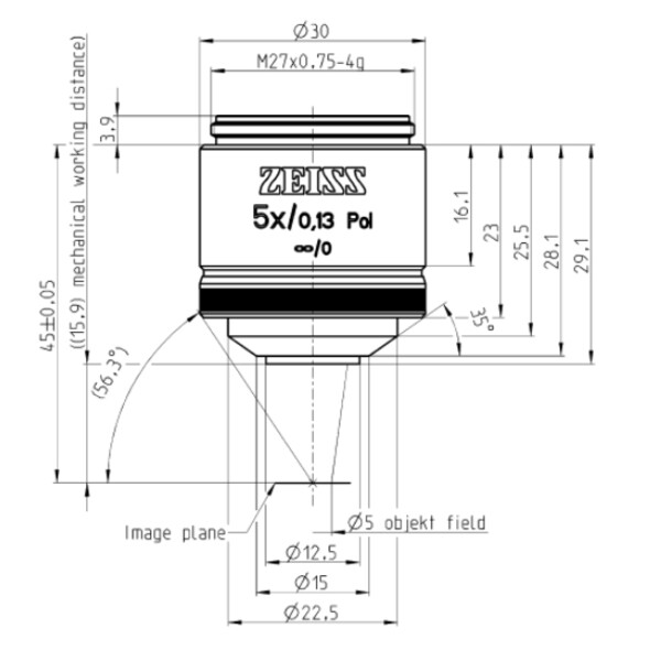 Objectif ZEISS EC Epiplan-Neofluar, POL,  5x/0,13; wd=15,8mm