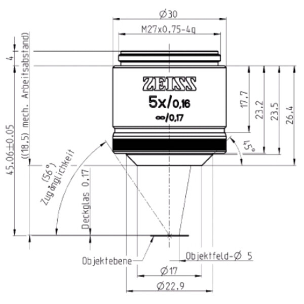 Objectif ZEISS Objektiv EC Plan-Neofluar, 5x/0,16 wd= 8,5mm