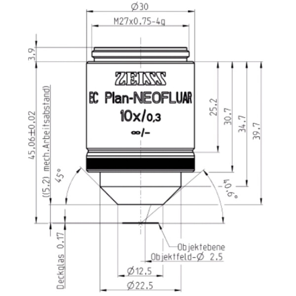ZEISS Objectif EC Plan-Neofluar, 10x/0,3 wd=5,2mm
