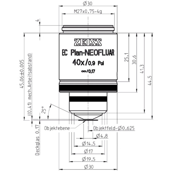 Objectif ZEISS Objektiv EC Plan-Neofluar, 40x/0,9 Pol wd=0,41