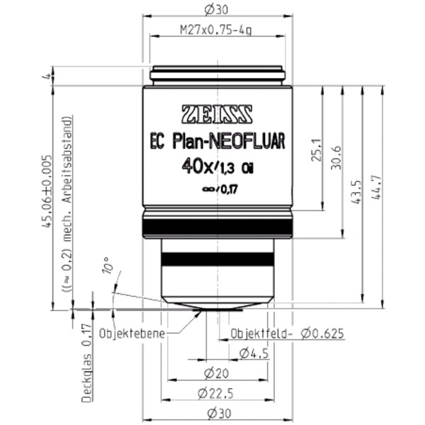 Objectif ZEISS Objektiv EC Plan-Neofluar, 40x/1,30 Oil wd=0,21