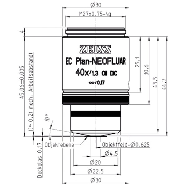 Objectif ZEISS Objektiv EC Plan-Neofluar,  DIC , 40x/1,30 Oil, wd=0,21mm