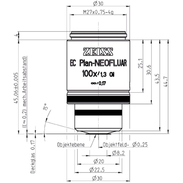 Objectif ZEISS Objektiv EC Plan-Neofluar,  Ph3 , 63x/1,25 Oil, wd=0,10mm