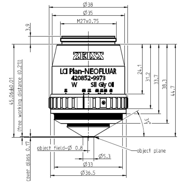 Objectif ZEISS Objektiv LCI Plan-Neofluar 25x/0,8 Imm Korr DIC wd=a=0,21mm