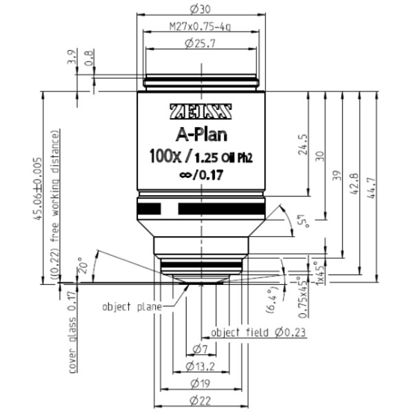ZEISS Objectif Plan A 100x/1,25 huile Ph2 wd=0,22mm
