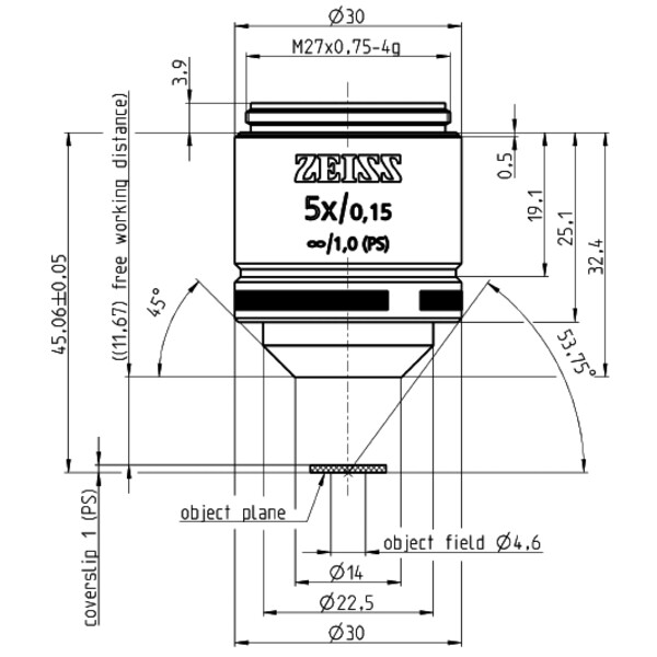 Objectif ZEISS Objektiv LD A-Plan 5x/0,15 wd=11,7mm