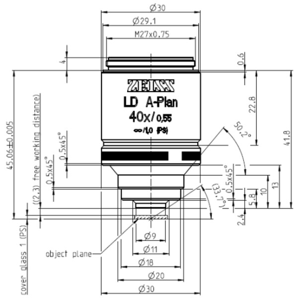 ZEISS Objectifs LD A-Plan 40x/0,55 wd=2,3mm