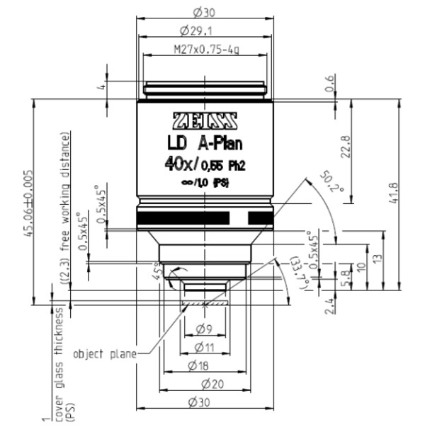 Objectif ZEISS Objektiv LD A-Plan 40x/0,55 Ph2 wd=2,3mm