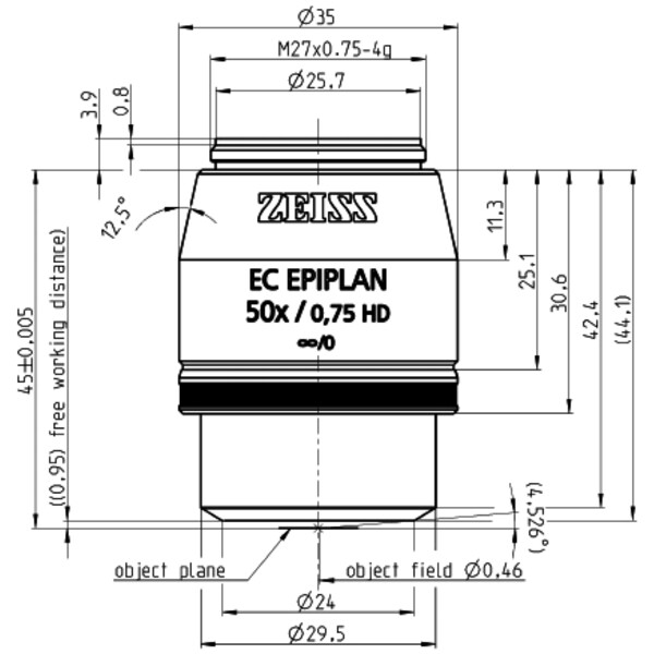 Objectif ZEISS Objektiv EC Epiplan 50x/0,75 HD wd=1,0mm