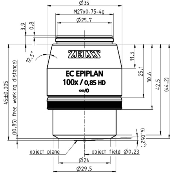 ZEISS Objectifs EC Epiplan 100x/0,85 HD wd=0,87mm