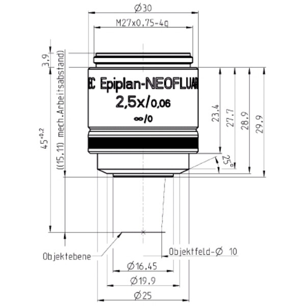 Objectif ZEISS Objektiv EC Epiplan-Neofluar 2,5x/0,06 wd=15,1mm