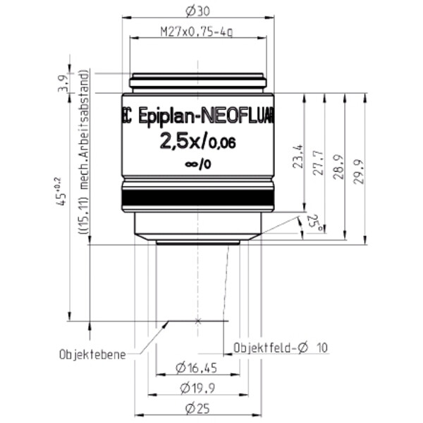 ZEISS Objectifs EC Epiplan-Neofluar 2,5x/0,06 wd=15,1mm