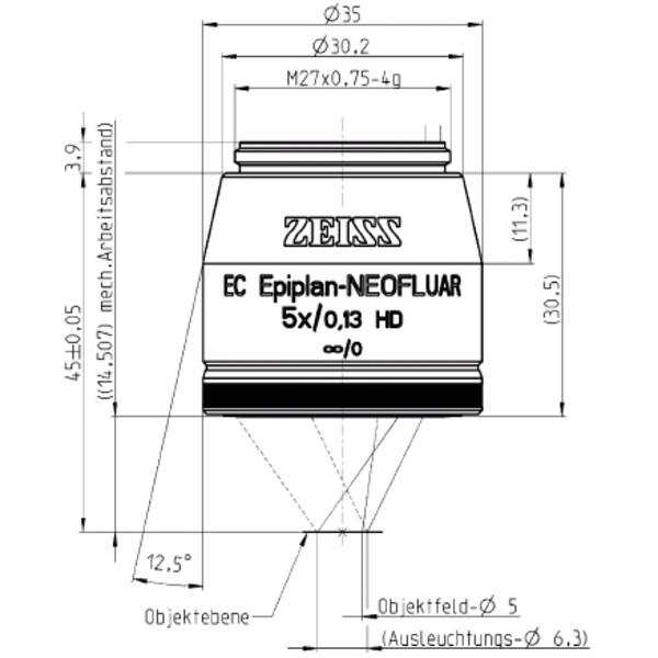 Objectif ZEISS Objektiv EC Epiplan-Neofluar 5x/0,13 HD wd=14,5mm