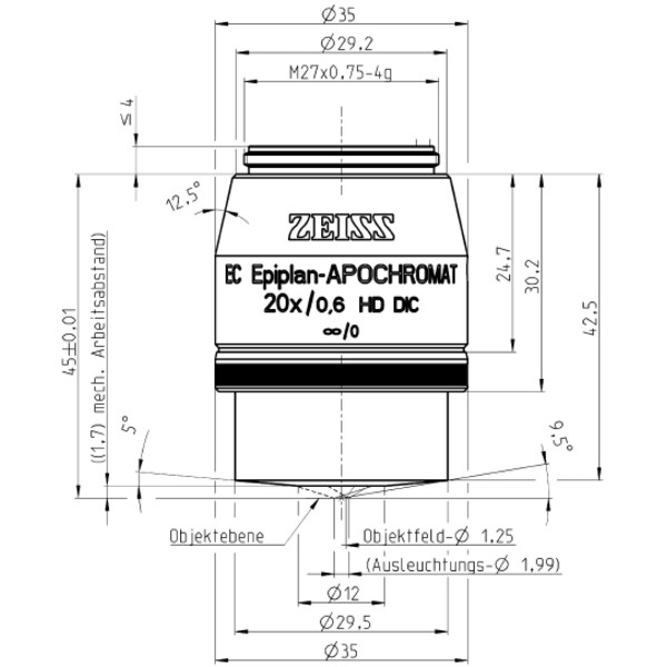 Objectif ZEISS Objektiv EC EpiPlan-Apochromat, 20x/0,6 HD DIC wd=1,7mm