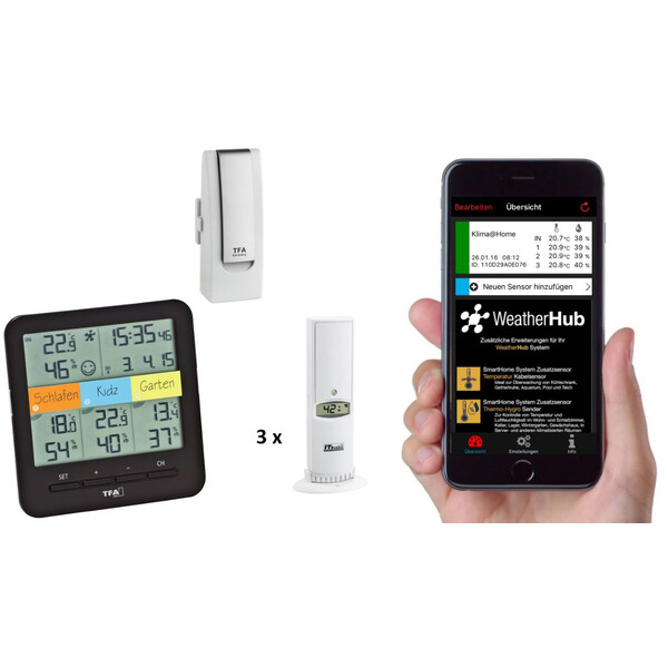 TFA Funk-Wetterstation WeatherHub Starter-Set mit Funk-Thermo-Hygrometer (Fast neuwertig, ohne Netzteil)