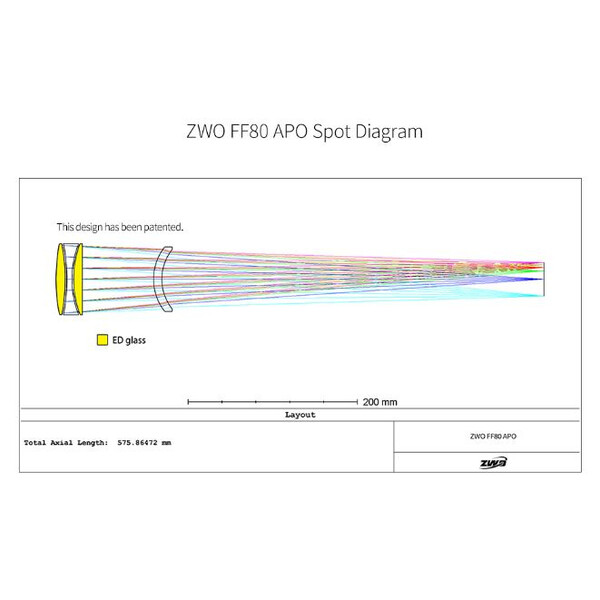 Lunette apochromatique ZWO FF80 AP 80/600 Quadruplet OTA