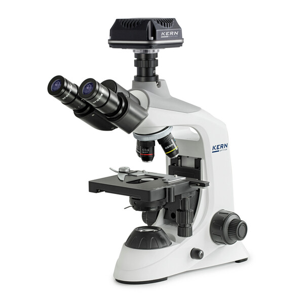 Kern Microscopes numériques, OBE 124C832, HF, numérique, 1,25 Abbe-Condenseur, fixe, USB 3.0, 40-400x, Dl, 3W LED, DIN, 5,1 MP