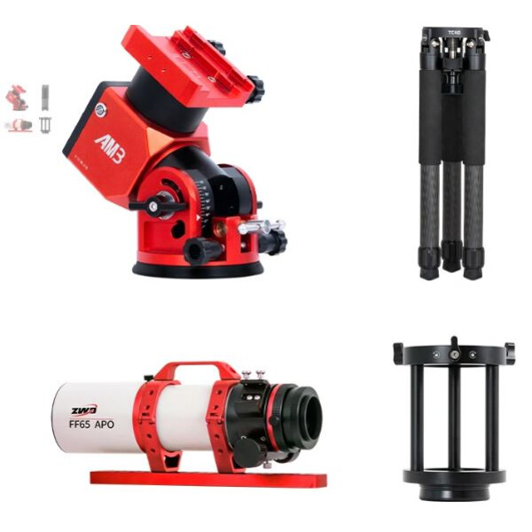 Télescope ZWO FF65 AP 65/416 Quintuplet avec AM3 et Carbon Trépied