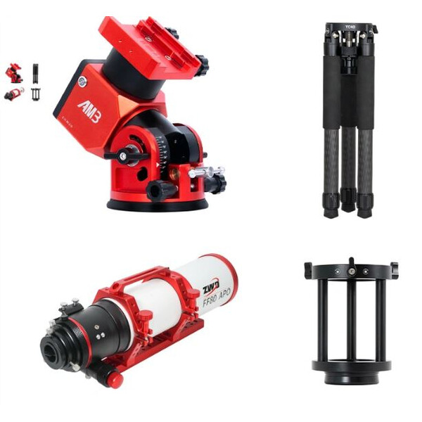 Télescope ZWO FF80 AP 80/600 Quadruplet avec AM3 et Carbon Pieds & Supports