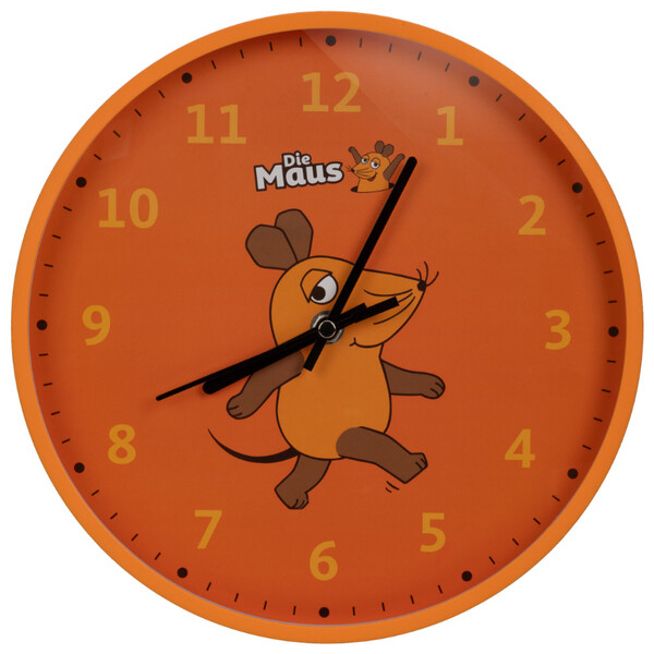 DieMaus Horloge murale pour enfants orange