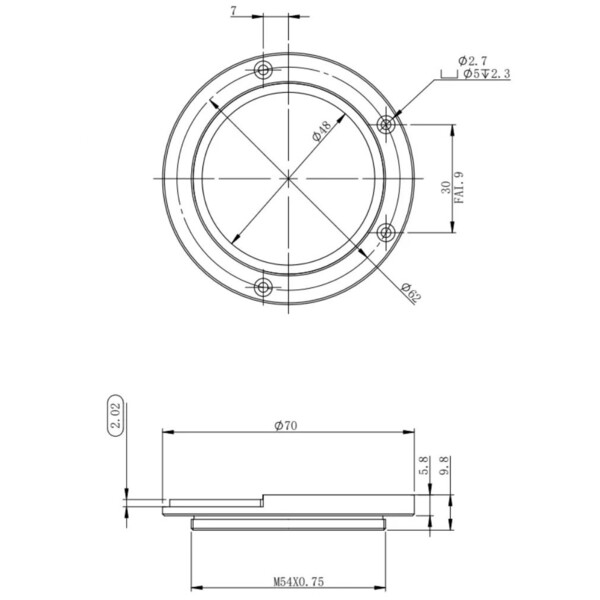 Adapter ZWO Adaptateur M54 pour tiroir de filtres