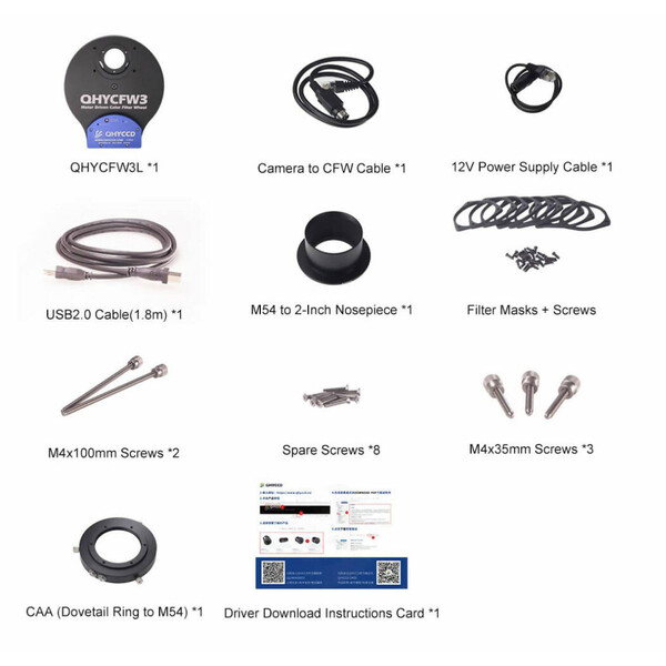 QHY Roue à filtres CFW3L 7x 50 mm