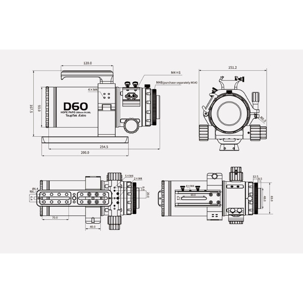 Lunette apochromatique ToupTek HOPE D60 60/280 f/4.66