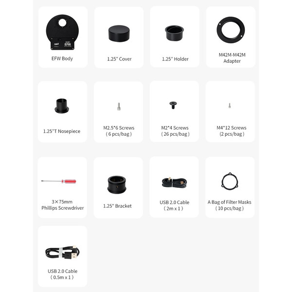 ZWO Roue à filtres EFW 5x 1,25"