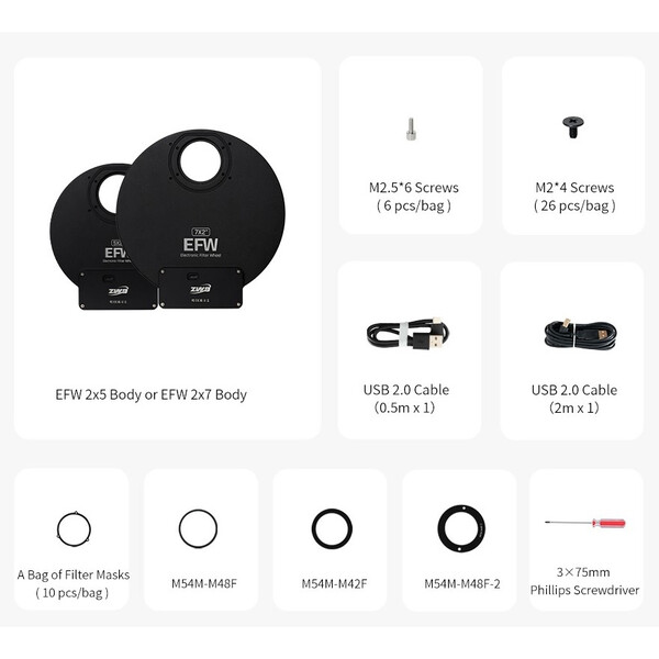 ZWO Roue à filtres EFW 5x 2"