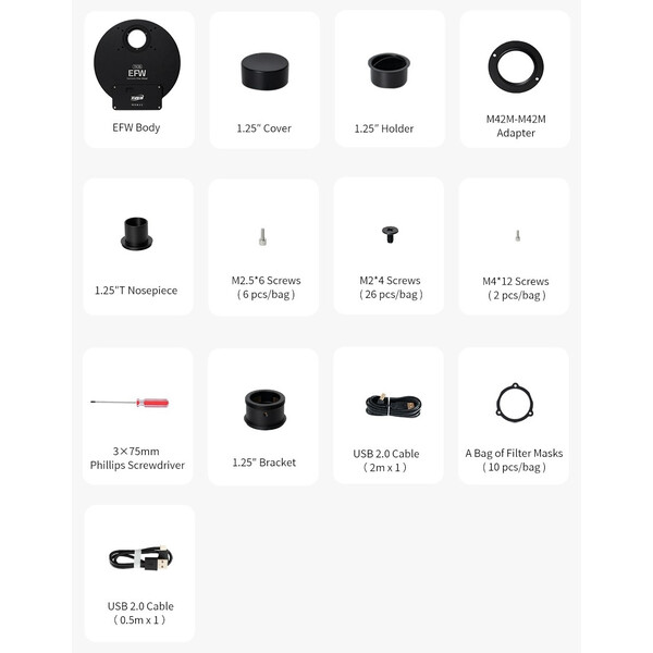 ZWO Roue à filtres EFW 7x 36 mm