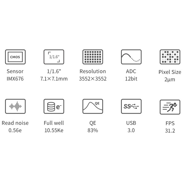Caméra ZWO ASI 676 MM Mono