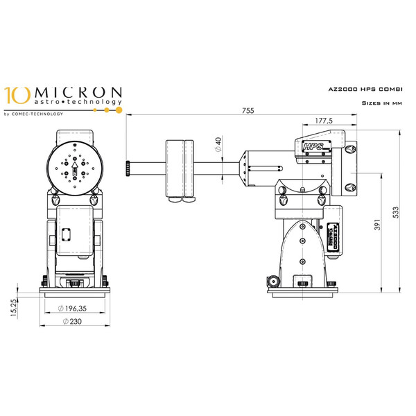 Monture 10Micron AZ 2000 HPS Combi