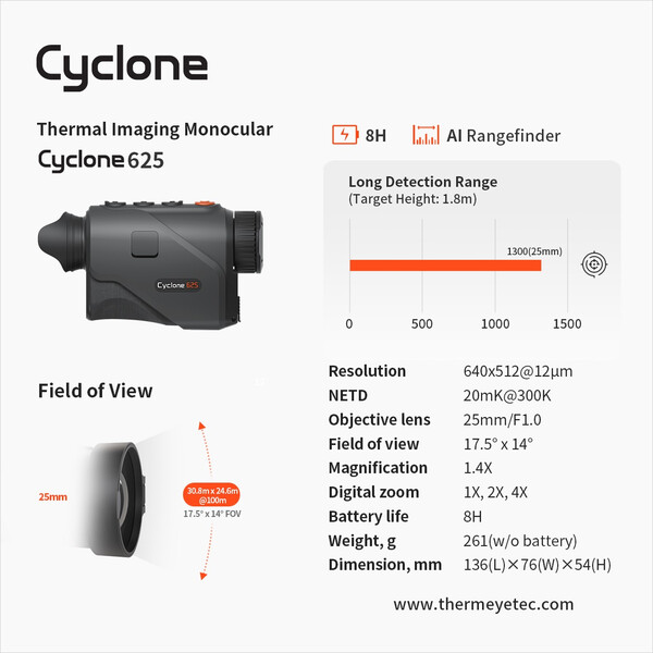 Caméra à imagerie thermique ThermTec Cyclone 625