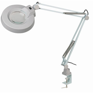 Schweizer Lampe loupe, bras articulé, pince de table, 2x/Ø125mm, biconvexe, 22W