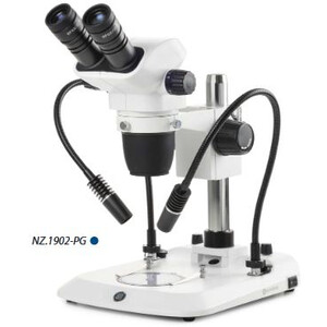 Microscope stéréo zoom Euromex NZ.1702-PG, 6.5-55x, Colonne, 2 Cols de cygne, Lumière transmise, bino