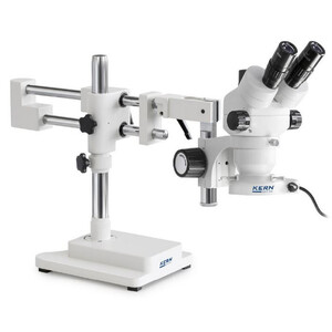 Microscope stéréo zoom Kern OZM 923, trino, 7-45x, HSWF 10x23 mm, Stativ doppelarm, 430x480mm, m. Tischplatte, Ringlicht LED 4.5 W