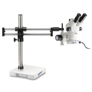 Microscope stéréo zoom Kern OZM 933, trino, 7-45x, HSWF 10x23 mm, Stativ, doppelarm, 614x545 mm, m. Tischplatte, Ringlicht LED 4.5 W