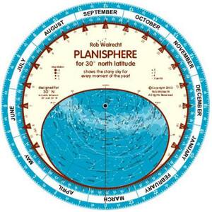 Carte du ciel Rob Walrecht Planisphere 30°N 25cm