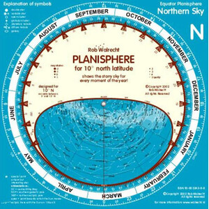 Carte du ciel Rob Walrecht Planisphère 0° équateur 25 cm